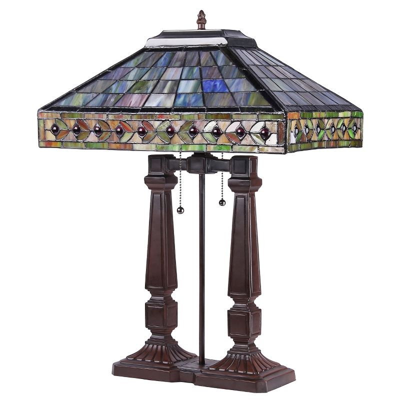 Chloe Lighting "sherwin" Tiffany-Style 2 Light Mission Table Lamp 16" Shade