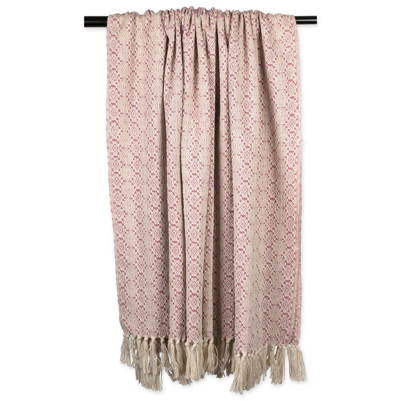 50"x60" Diamond Stitched Throw Blanket Rose - Design Imports: Cotton, Hypoallergenic, Woven Couch Accessory