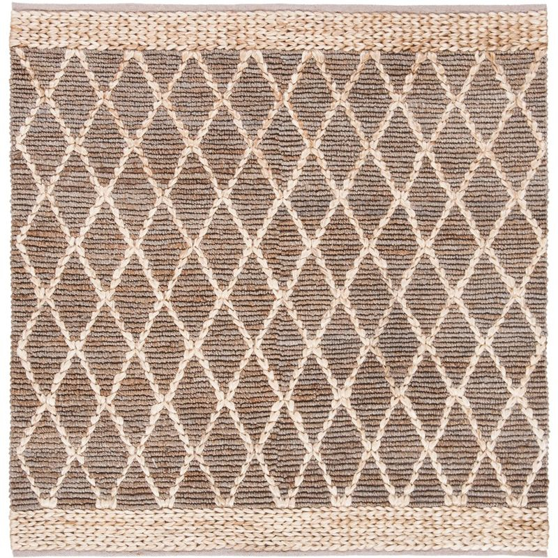 Natural Fiber NF951 Hand Loomed Indoor Area Rug - Natural/Grey - 6'x6' - Safavieh