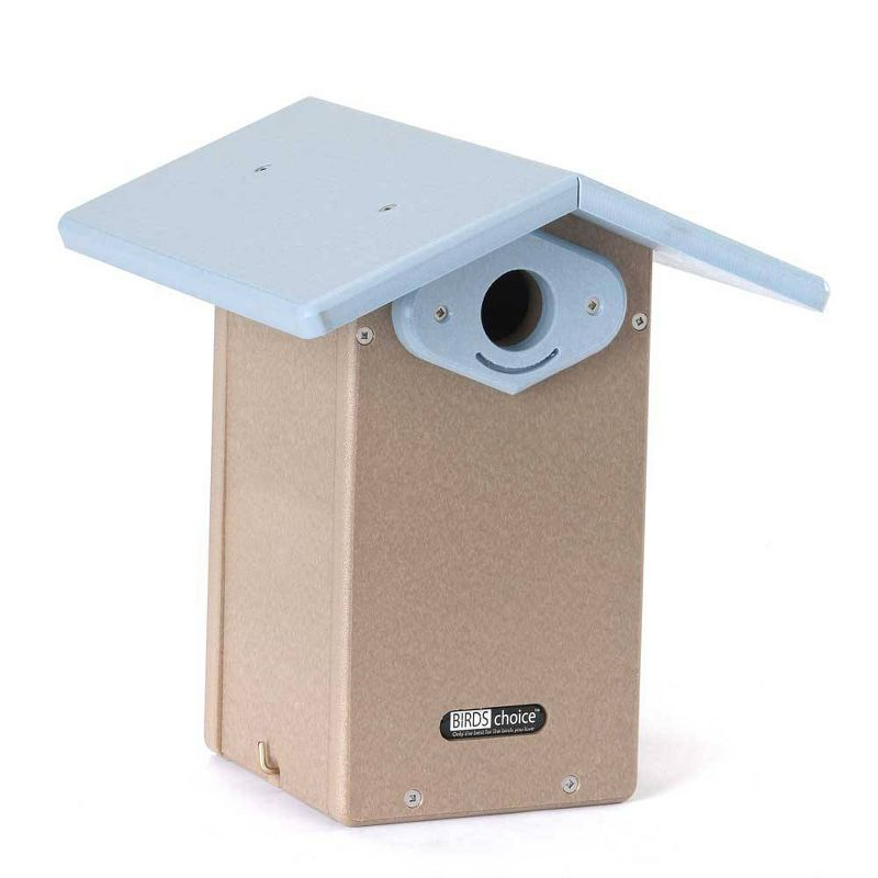 Birds Choice 11" Silver Toupe & Blue Ultimate Bluebird House Recycled Plastic Bird House: Weather-Resistant, No Assembly Required