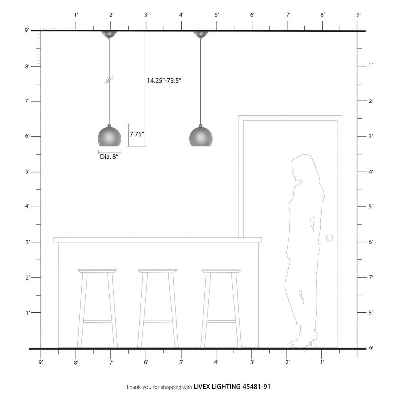Livex Lighting Stockton 1 - Light Pendant in  Brushed Nickel/Polished Chrome