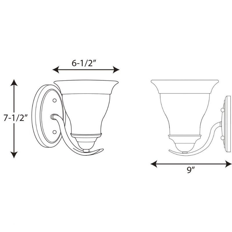 Progress Lighting Trinity 1-Light Bath Fixture, Ceramic, Antique Bronze, Etched Glass Shade