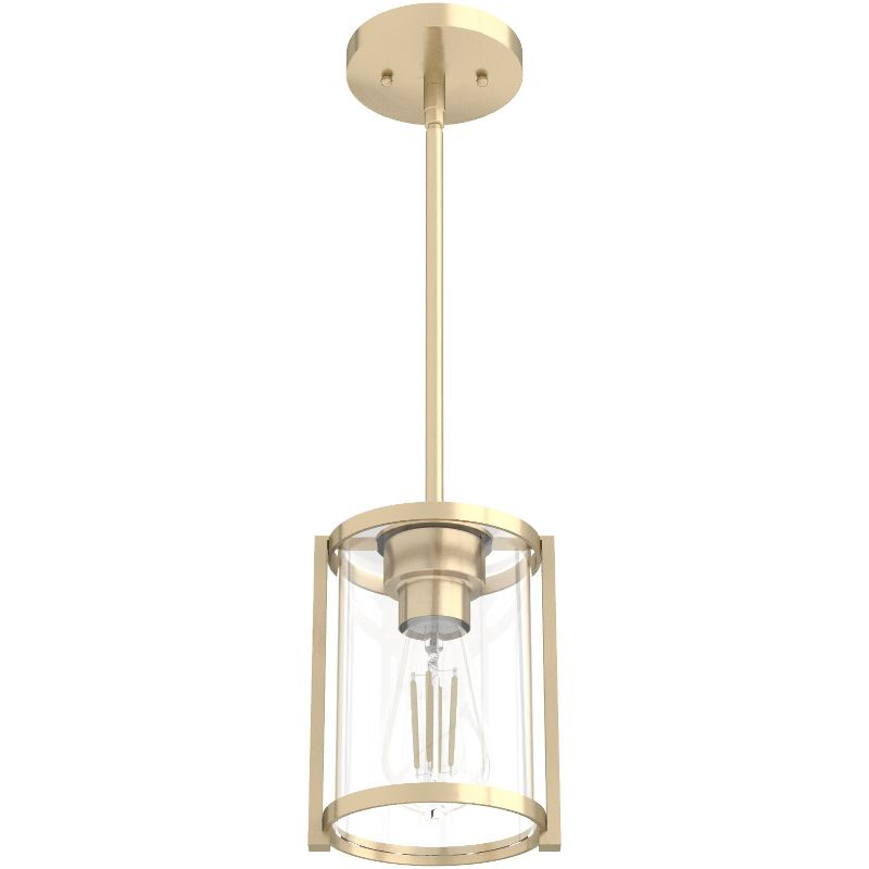 Astwood Clear Glass Mini Pendant Ceiling Light Fixture Gold - Hunter Fan: ETL Listed, Art Deco, Adjustable Height, Metal Body