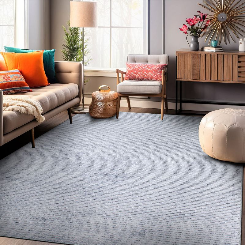 World Rug Gallery Contemporary Distressed Stripe Machine Washable 3'3"x5' Gray Area Rug