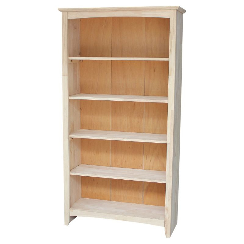 60" Shaker Bookshelf Unfinished - International Concepts: Solid Parawood, 5-Shelf Storage