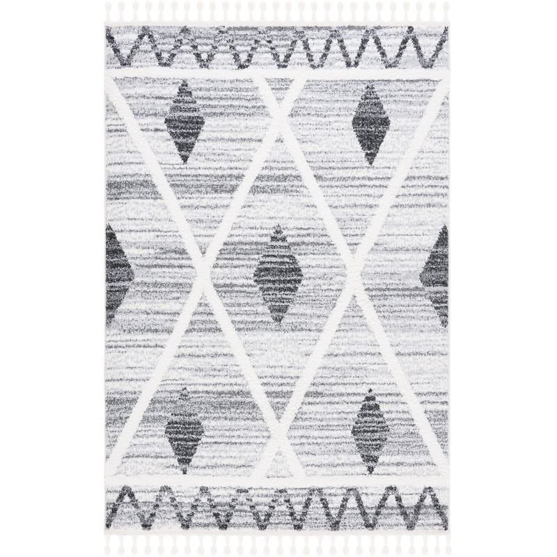 Moroccan Tassel Shag MTS642 Power Loomed Area Rug - Gray/Ivory - 8'x10' - Safavieh.