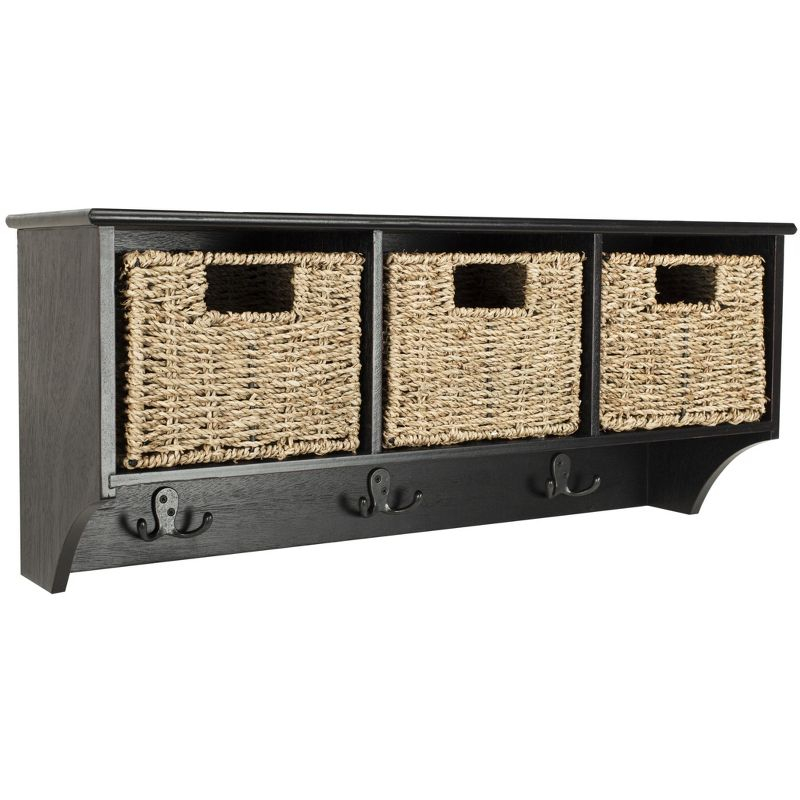 Finley Hanging 3 Basket Wall Rack - Black - Safavieh