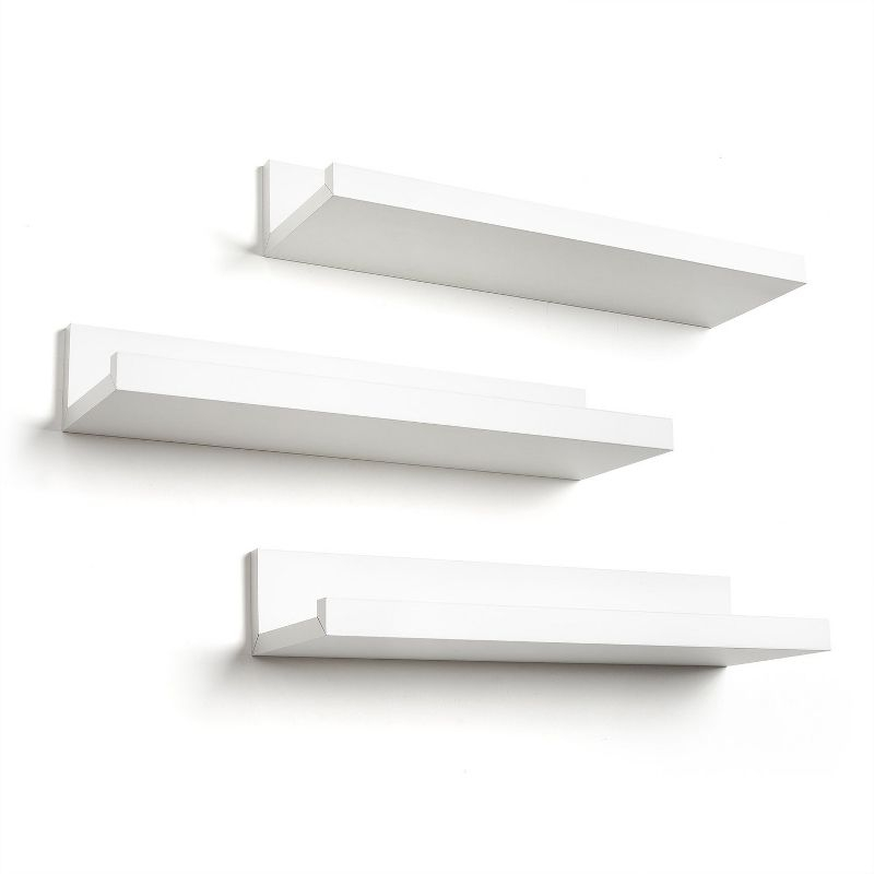 Americanflat Set of Three 14 Inch Floating Wall Shelves - White
