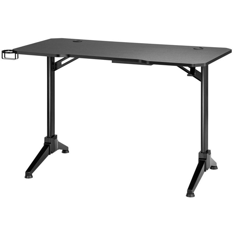 Monoprice Home Office Steel Frame Computer Desk with Solid-Core 4-foot Desktop and Accessory Attachments, Black - Workstream Collection