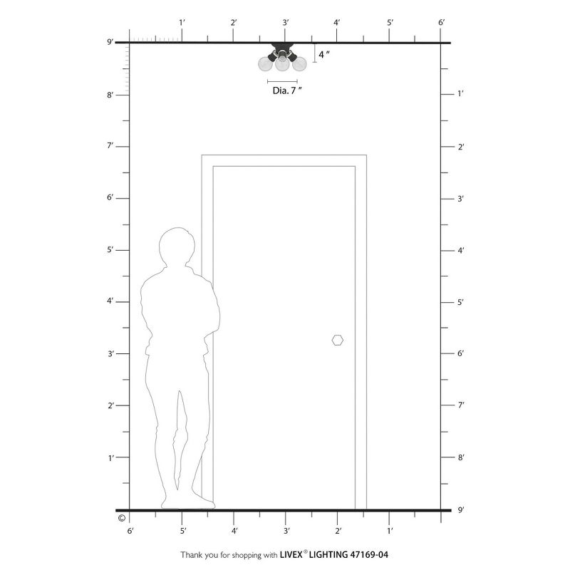 Livex Lighting Lansdale 3 - Light Flush Mount in  Black/Brushed Nickel