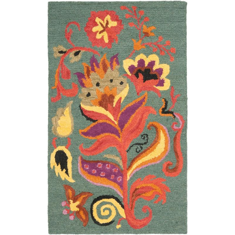 Blossom BLM679 Hand Hooked Area Rug - Blue/Multi - 3'x5' - Safavieh.
