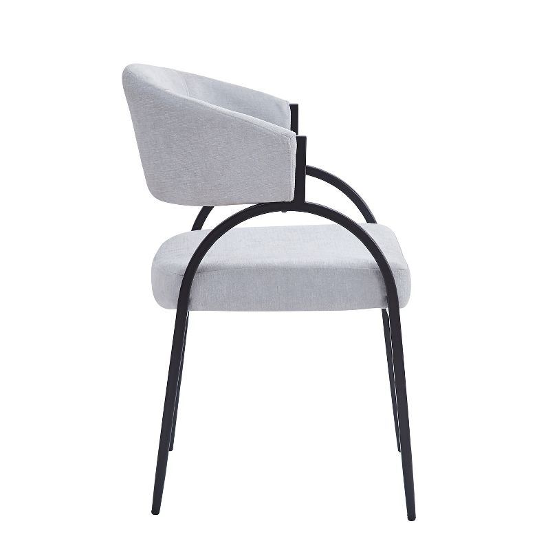 Christopher Knight Home Hayden Upholstered Armrest Dining Chairs with Metal Legs (Set of 2), Gray/Black