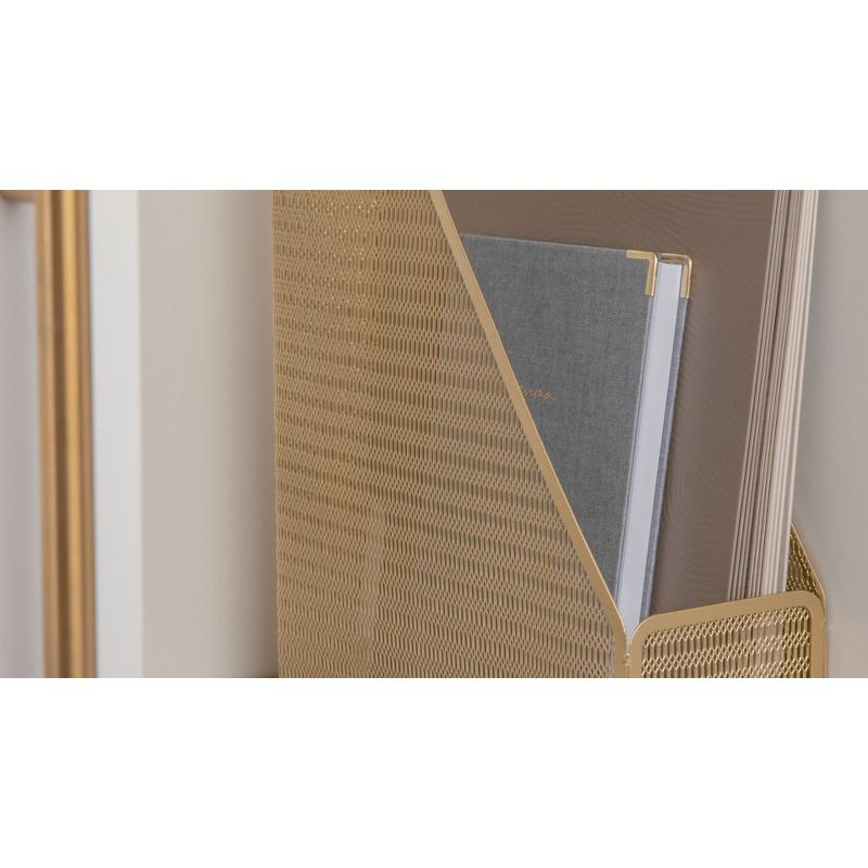 Martha Stewart Mesh Metal Single Slot Magazine File Holder Gold