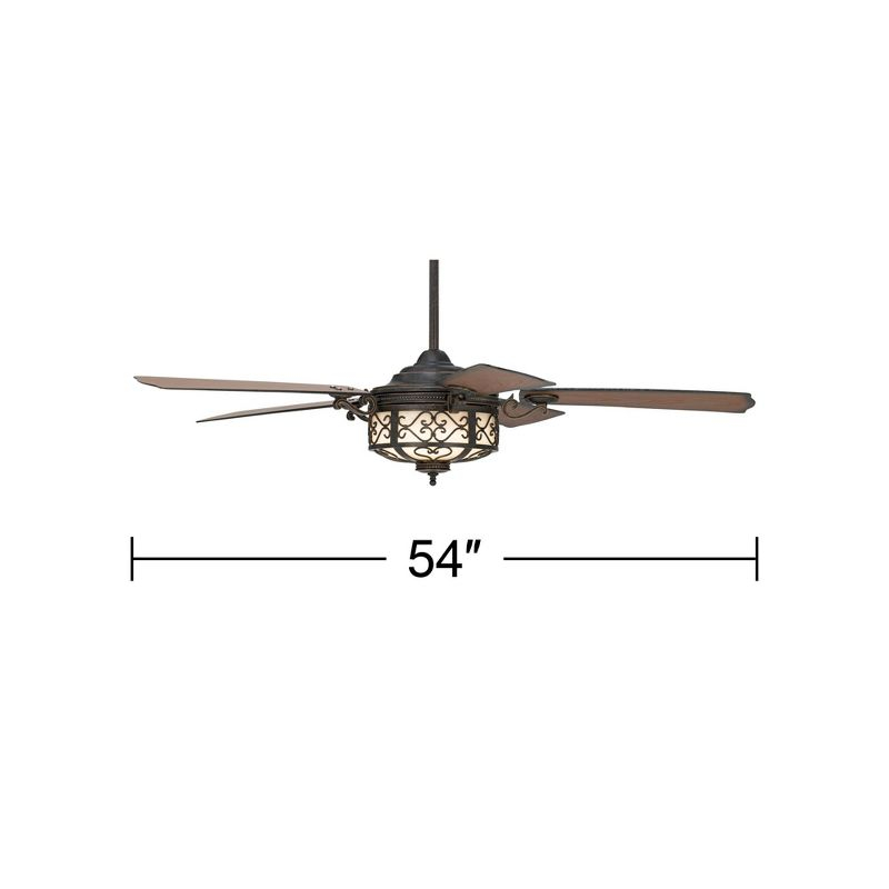 54" Casa Vieja Hermitage Rustic Indoor Outdoor Ceiling Fan with Dimmable LED Light Remote Control Golden Forged Walnut Damp Rated for Patio Exterior