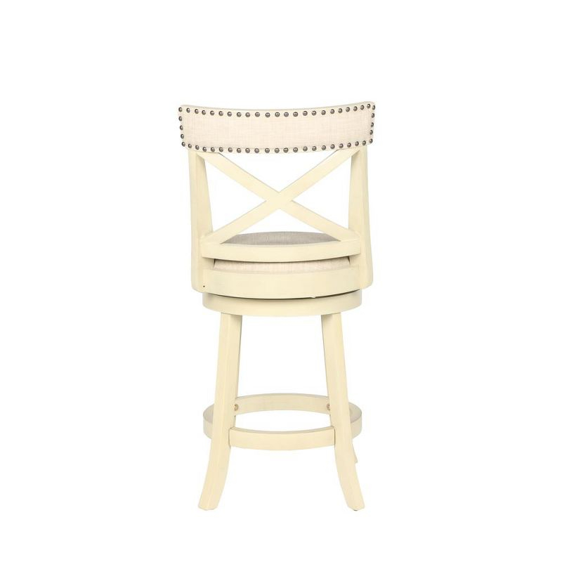 New Classic Furniture,Furniture York 24" Wood Counter Stool With Fabric Seat In Ant White