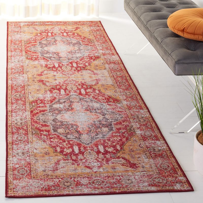 Tucson TSN131 Power Loomed Machine Washable Runner Rug - Rust/Gold - 2'6"x8' - Safavieh.