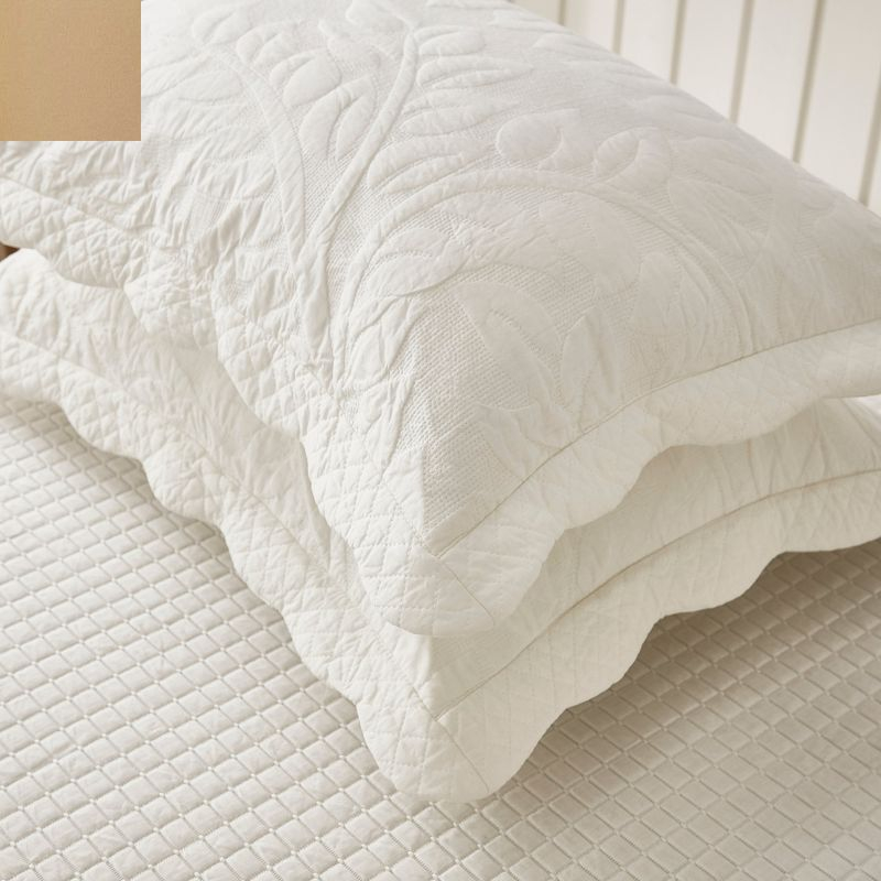 Marcielo 2Pcs 100% Cotton Embroidered Quilted Pillow Shams Navy Blue King