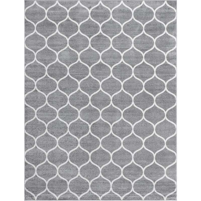 Unique Loom 9' 0 x 12' 0 Trellis Frieze Rounded Light Gray Area Rug