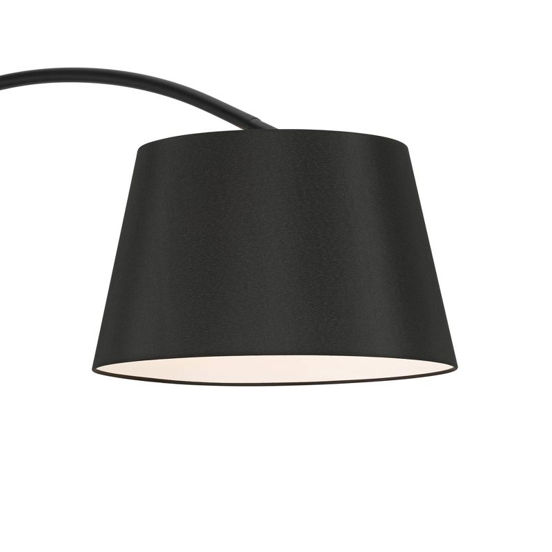 Possini Euro Design Luka Modern 71" Tall Standing Floor Lamp Curved Arc Foot Switch Black Metal Living Room Bedroom House Reading Linen Drum Shade