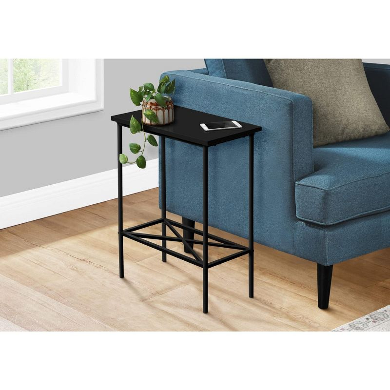Monarch Specialties Accent Table Side End Narrow Small 2 Tier Living Room Bedroom Metal Laminate Black Contemporary Modern