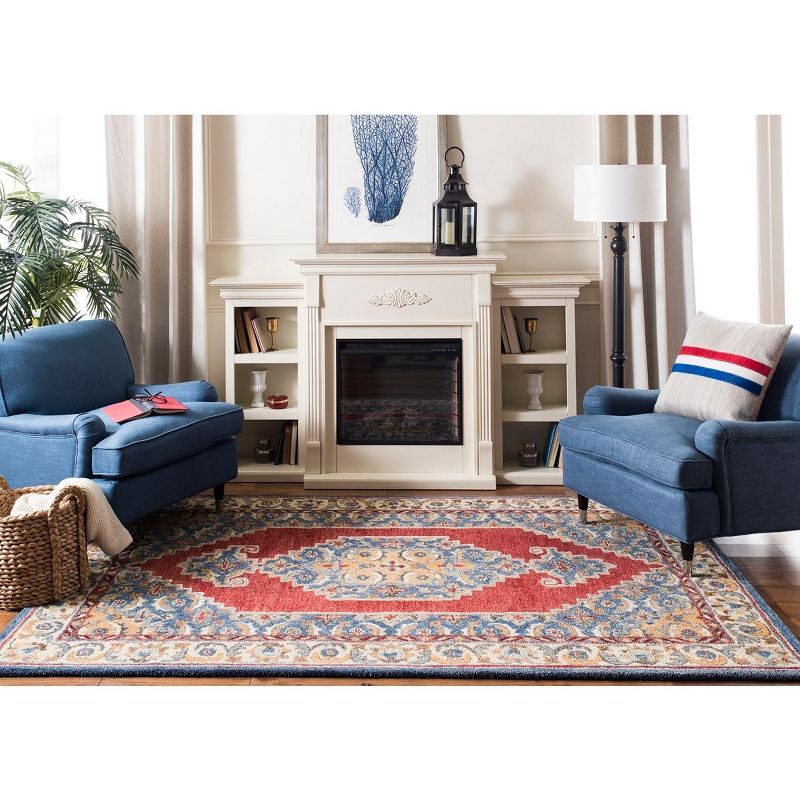 Antiquity AT505 Hand Tufted Area Rug - Blue/Red - 6'x9' - Safavieh.