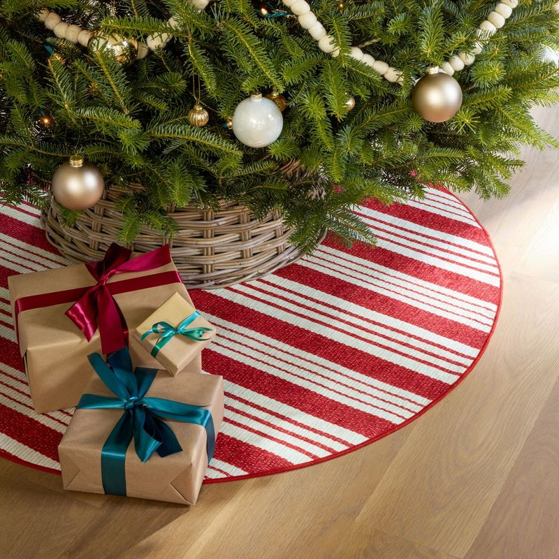 Annie Selke - Dash & Albert Abby Ticking Red Machine Washable Rug, 2x3, Red