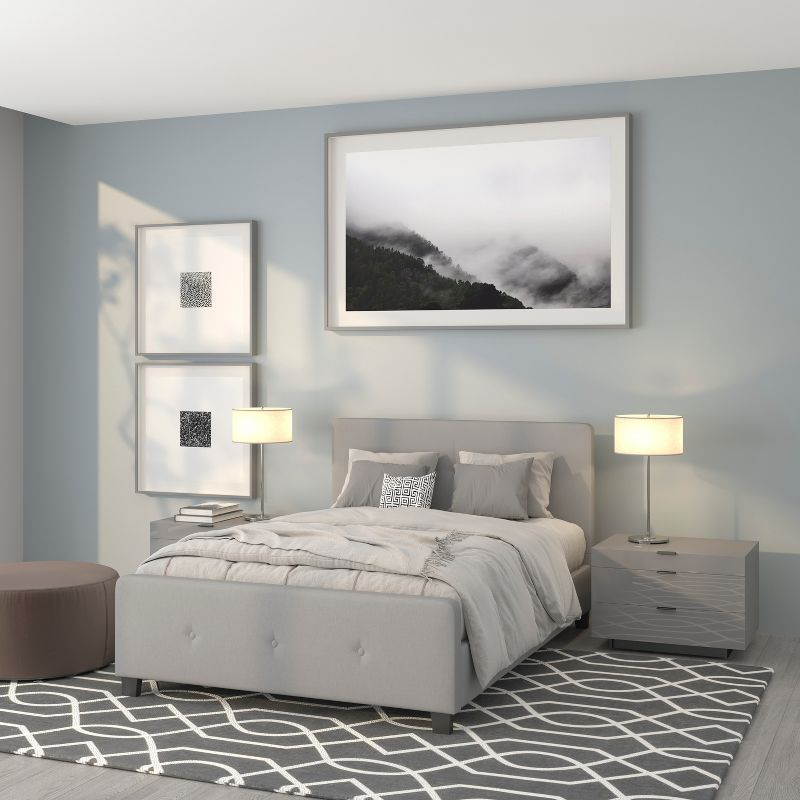 Flash Furniture Tribeca Full Size Tufted Upholstered Platform Bed in Light Gray Fabric