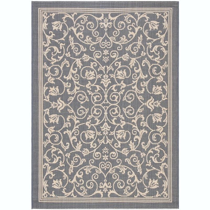 Courtyard CY2098 Power Loomed Indoor and Outdoor Area Rug - Grey/Natural - 4'x5'7" - Safavieh