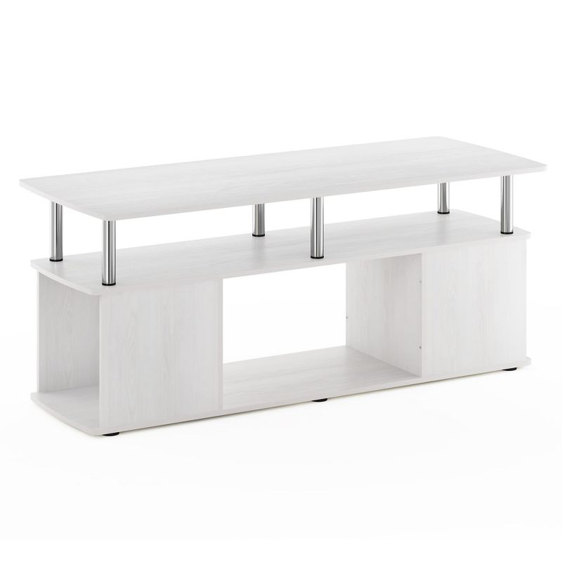 Furinno Modern TV Stand Media Entertainment Center for TV's up To 50" w/Open Storage Compartment for Living Room&Bedroom,White Oak