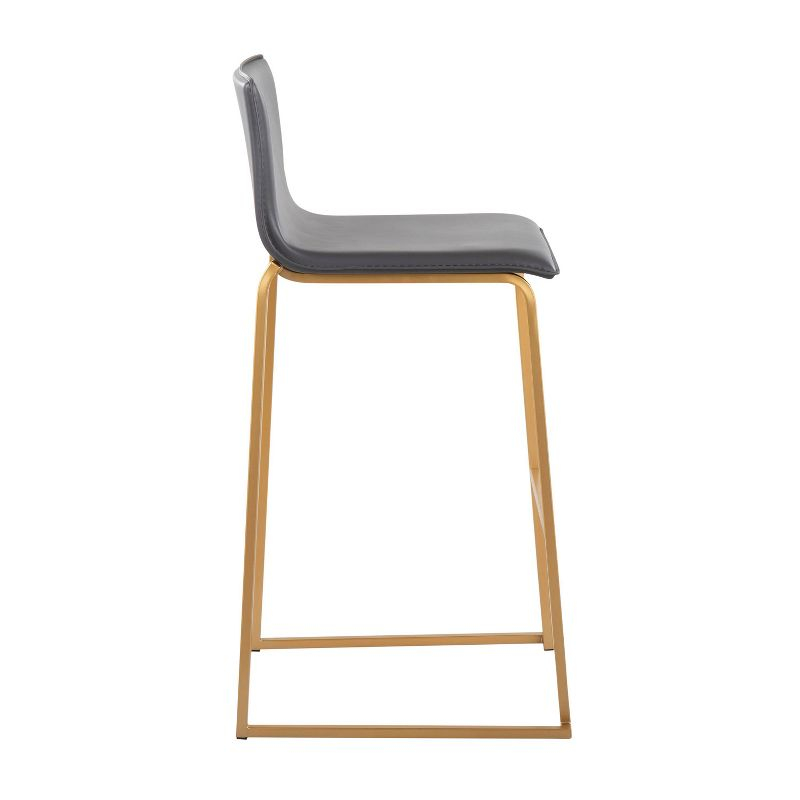 Set of 2 Mara Upholstered Barstools Gray/Gold - Lumisource: With Backs, Fixed Height, Steel Frame