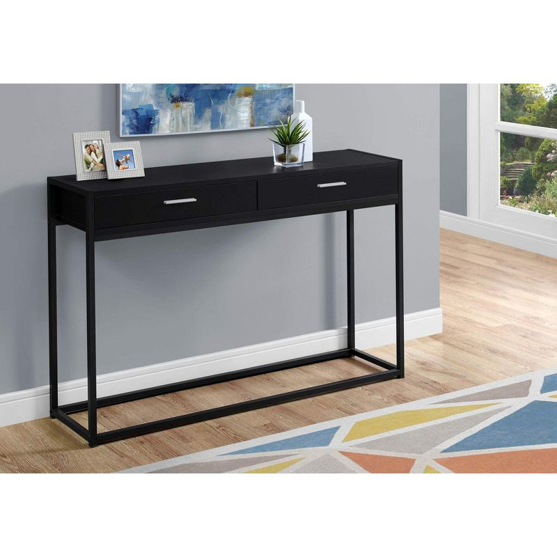 Monarch Specialties Accent Table Console Entryway Narrow Sofa Storage Drawer Living Room Bedroom Black Laminate Black Metal Contemporary Modern