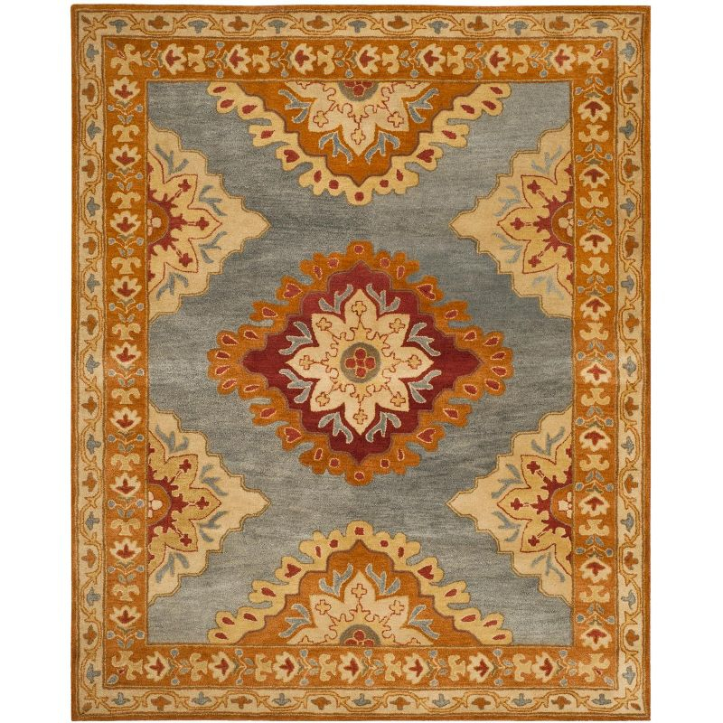 Heritage HG408 Handmade Area Rug - 8'x10' - Blue/Rust - Safavieh