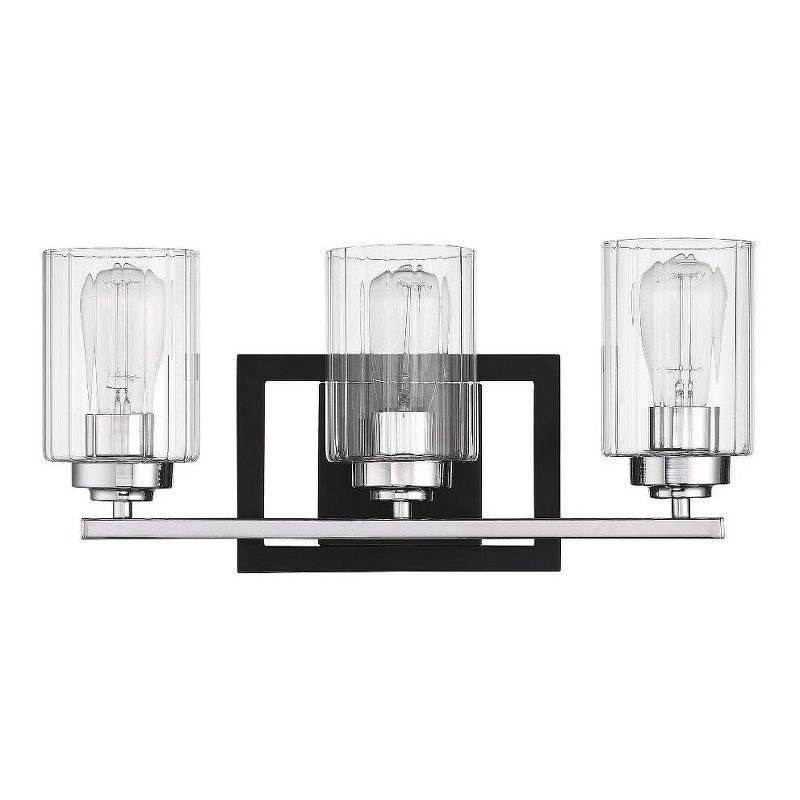 Savoy House Redmond 3 - Light Vanity in  Matte Black/Polished Chrome
