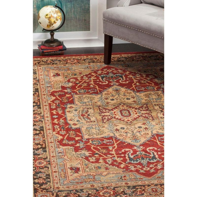 Mahal MAH625 Power Loomed Indoor Area Rug - Natural/Navy - 6'7"x9'2" - Safavieh.