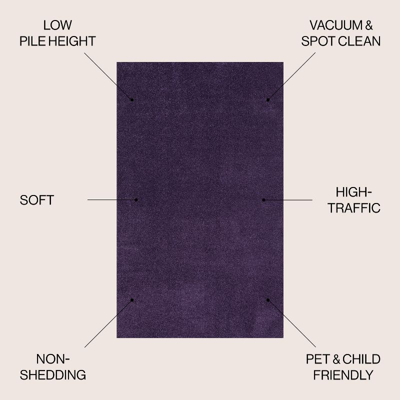 4'x6' Haze Solid Low-Pile, Purple - JONATHAN Y