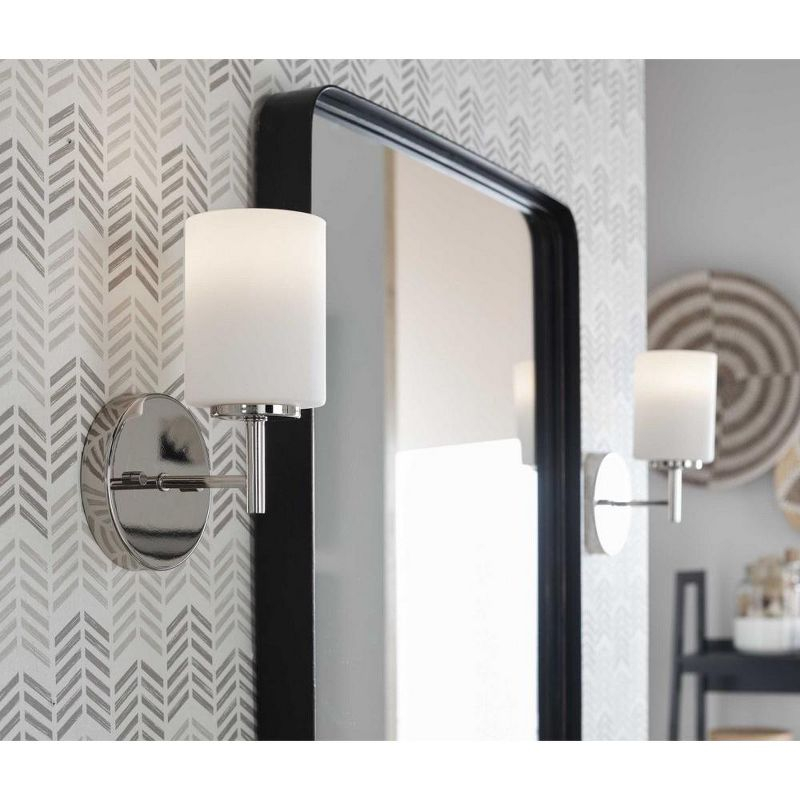Progress Lighting Replay 1-Light Bath & Vanity Wall Light, Polished Nickel, Porcelain Shade