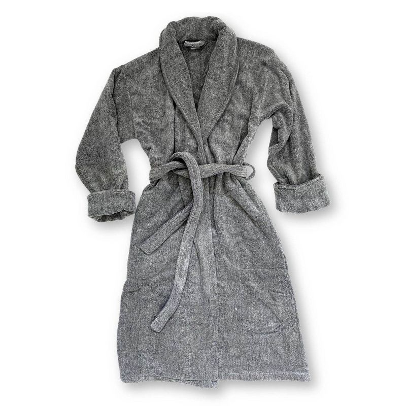 BedVoyage S/M Melange Viscose From Bamboo Cotton Bath Robe Charcoal