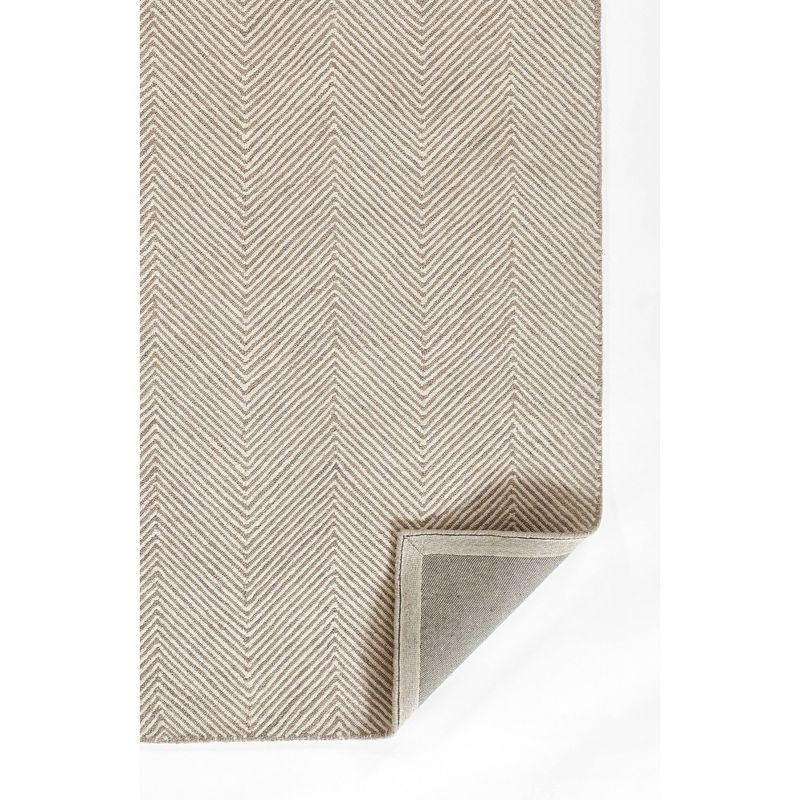 Momeni 9'x12' Charles Zig Zag Handtufted Area Rug Taupe: Wool, Low Pile, Indoor, Rectangle, Striped Pattern, Cotton & Latex Backing