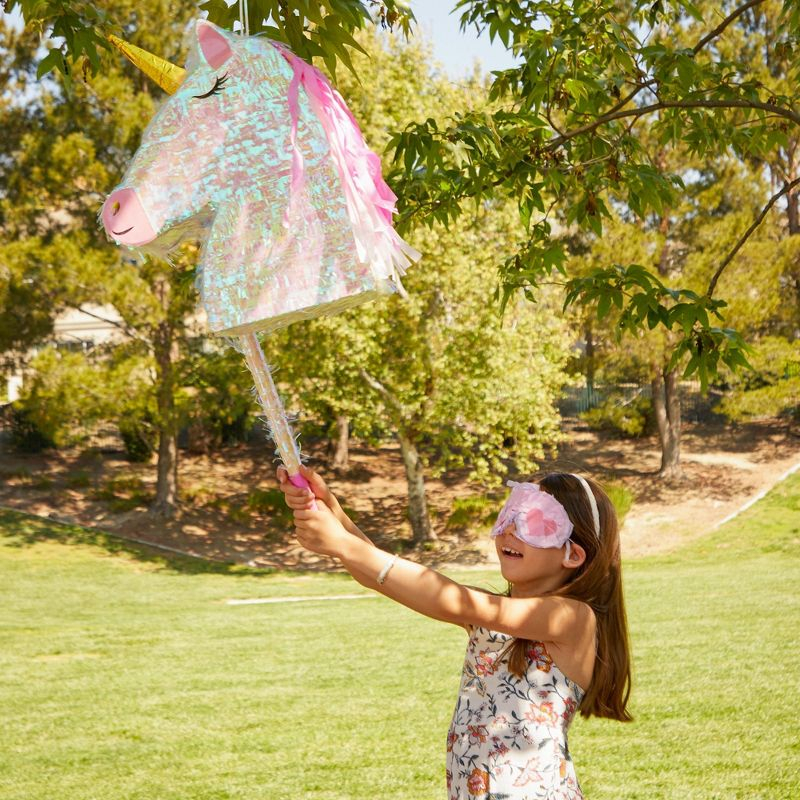 Blue Panda Large Unicorn Pinata Kit with Blindfold and Stick for Girls Birthday Party, 14 x 20 x 5 In, 3 Pieces