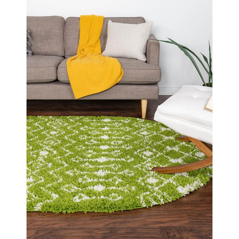 Unique Loom 4' 0 x 6' 0 Oval Moroccan Trellis Shag Green Area Rug