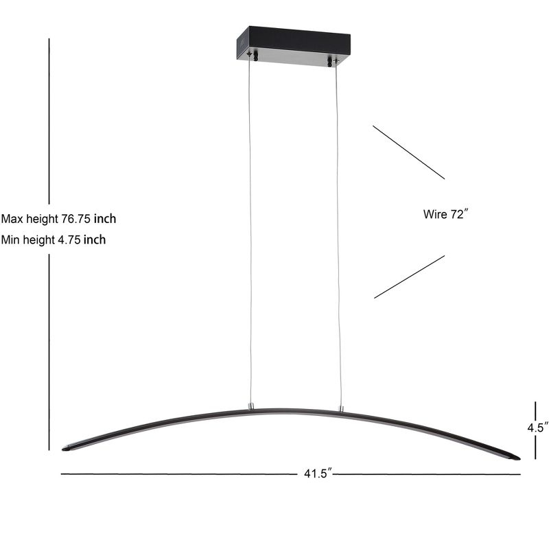JONATHAN Y Roxanna 41.5" Dimmable Adjustable Integrated LED Metal Linear Pendant, Black