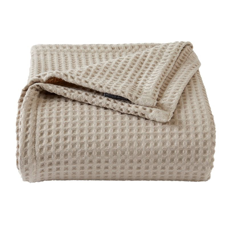 Market & Place 100% Cotton Waffle Weave Bed Blanket King Taupe