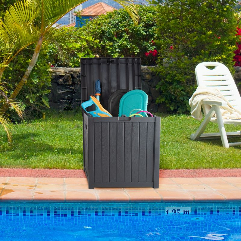 Storage Box - 50-Gallon Container for Patio Storage - Durable and Fade-Resistant Resin Deck Box - Outdoor Furniture by Pure Garden (Gray)