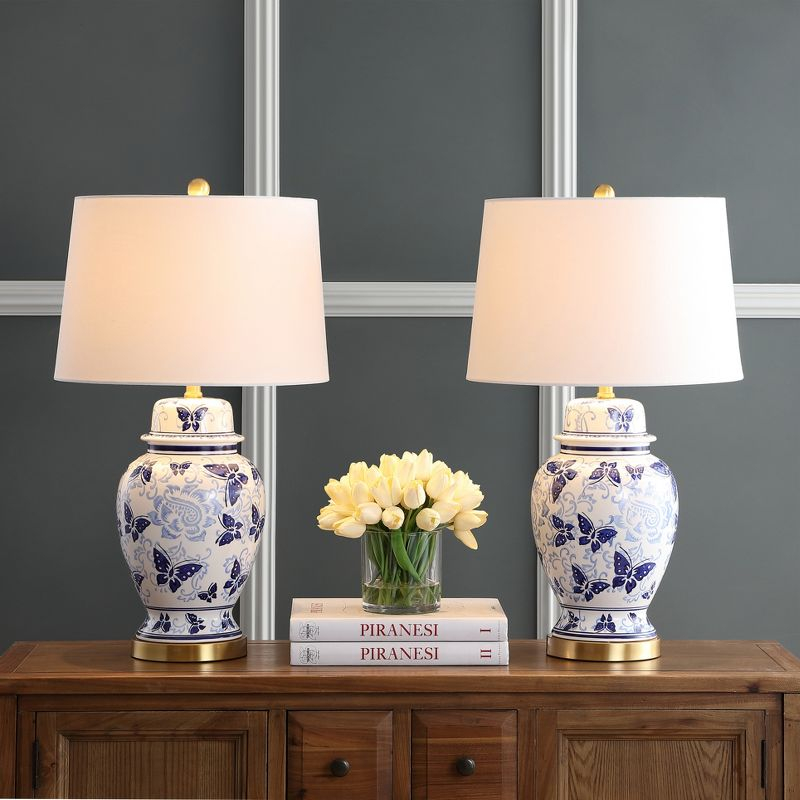 Hana Tbale Lamp (Set of 2) - 28 Inch Height - TBL4160 - Blue/White - Safavieh
