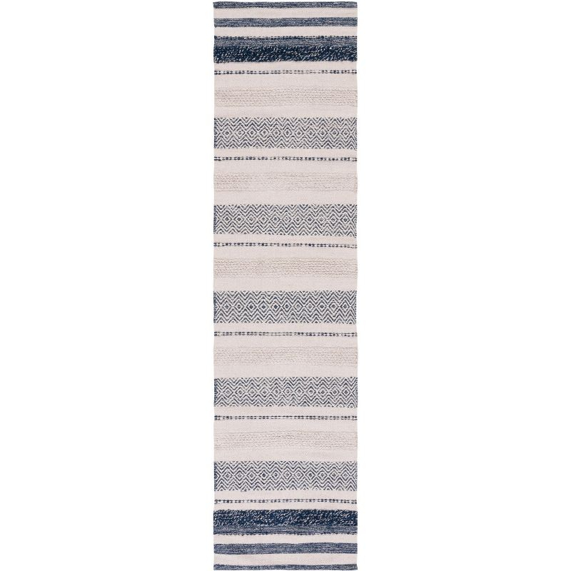 Striped Kilim STK502 Hand Woven Runner Rug - Ivory/Navy - 2'3"x9' - Safavieh.