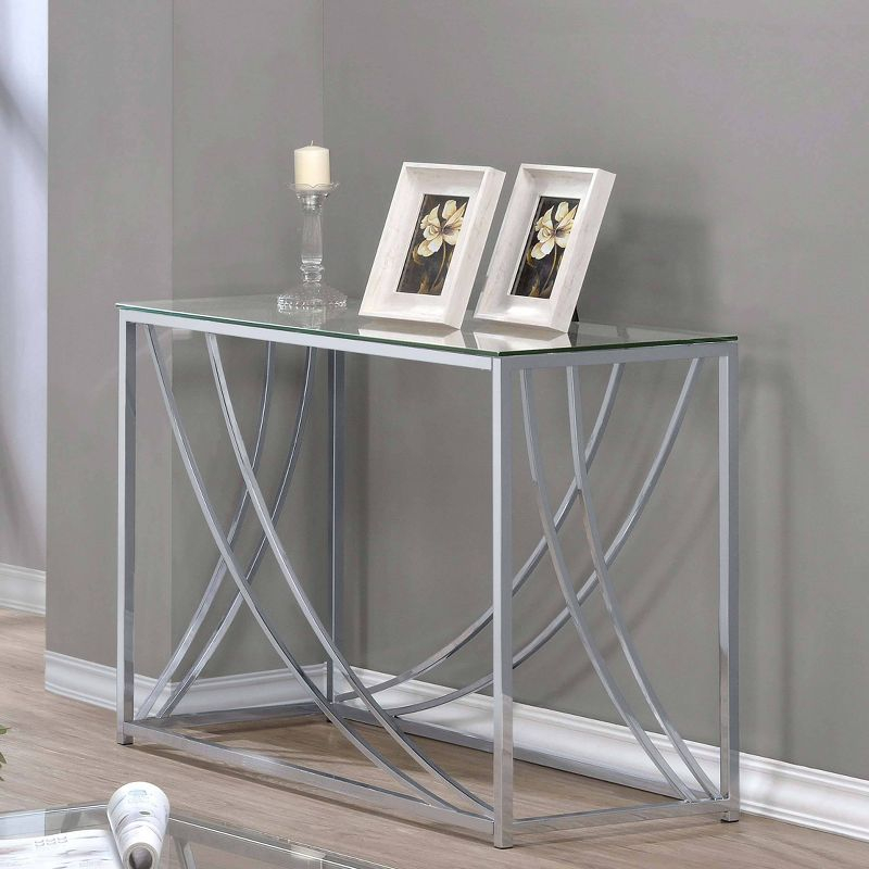 Lille Console Sofa Table with Glass Top Chrome - Coaster
