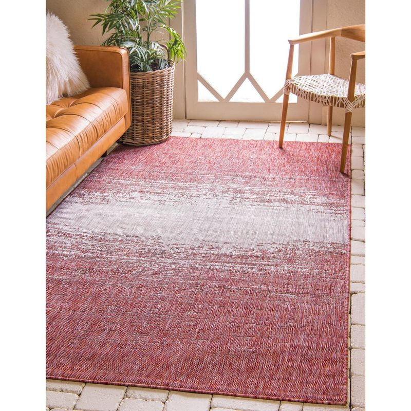 Unique Loom 7' 1 x 10' 0 Rectangle Indoor/Outdoor Modern Rust Red Area Rug
