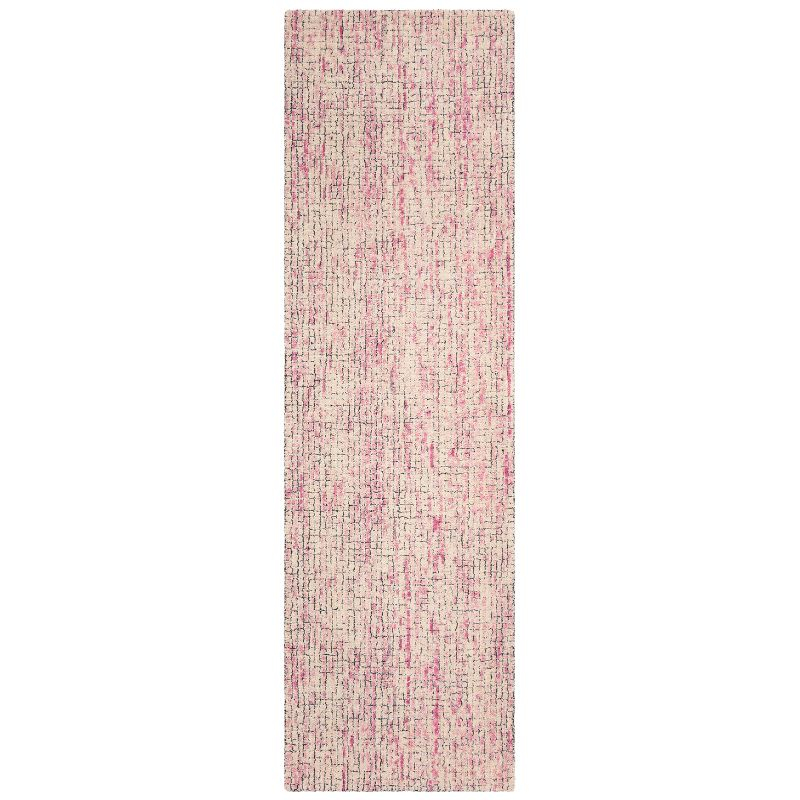 Abstract ABT473 Hand Tufted Runner Rug - Ivory/Pink - 2'3" X 8' - Safavieh.