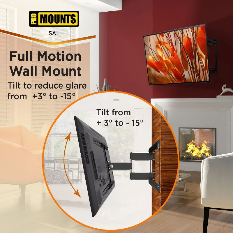 Promounts Full Motion TV Wall Mount for TVs 37" - 85" Up to 120 lbs