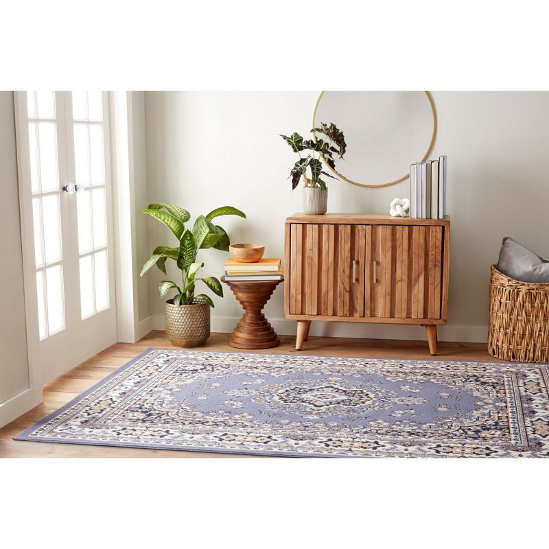 Home Dynamix Premium Sakarya Traditional Medallion Area Rug, Country Blue/Brown, 7'8"x10'7"